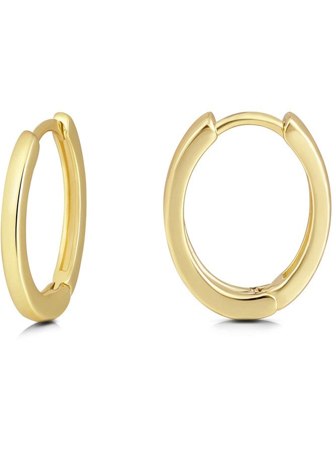 Gacimy Small 14K Gold Plated Huggie Hoop Earrings for Women, 14K Gold Plated Tiny Cartilage Earrings for Women, Yellow Color 10mm - Image 1